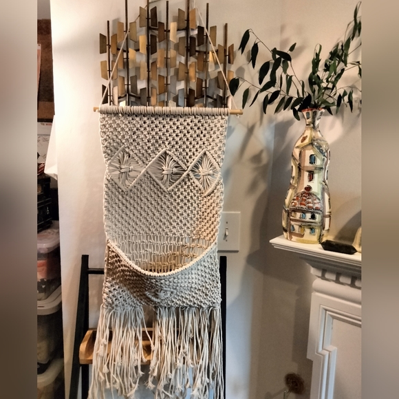 Vintage Other - Handmade vintage macrame wall pocket wall hanging
